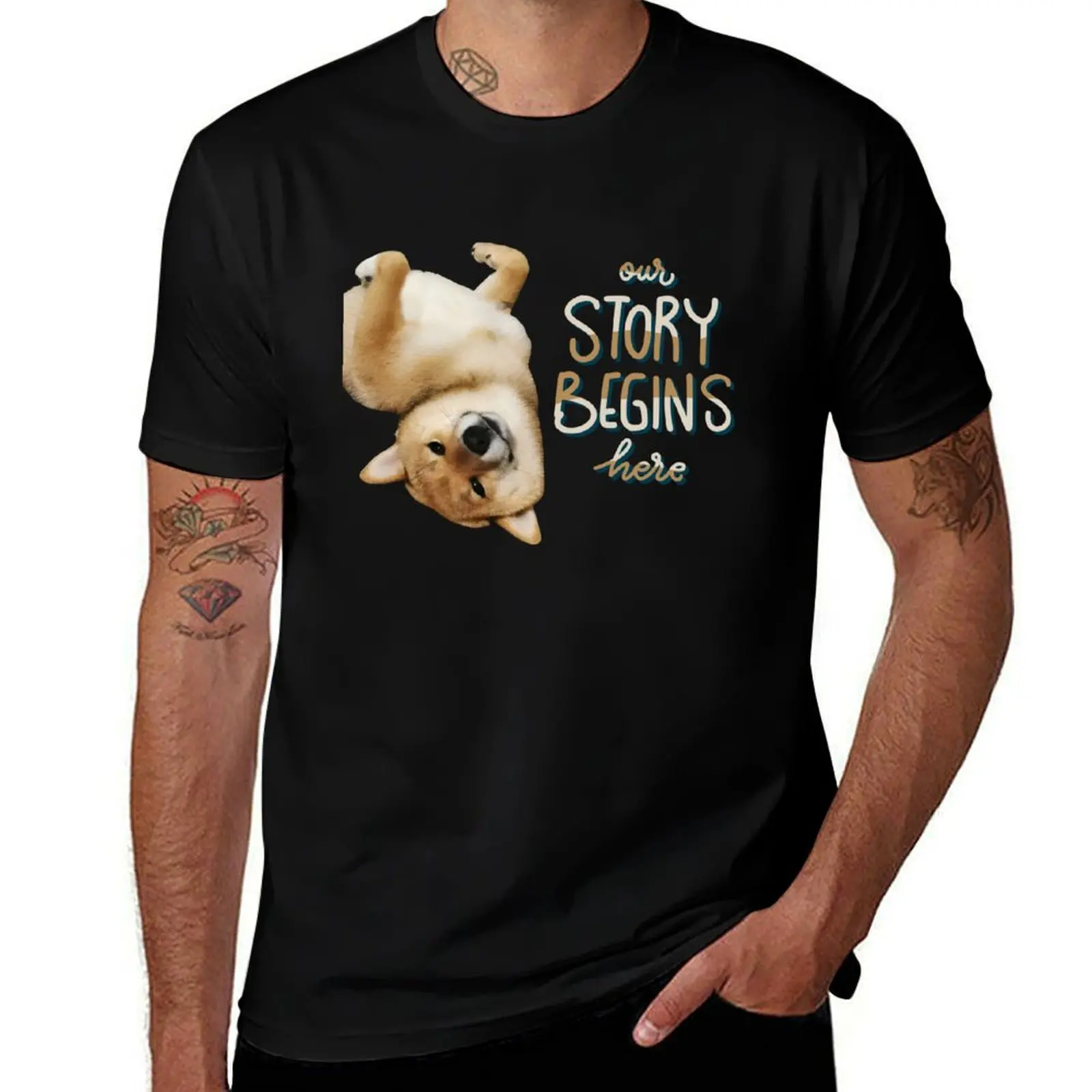 

Shiba Inu Story Begins Here T-Shirt anime t shirts blue lock Blouse designer t shirt men