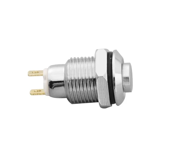 10mm metal button switch, jog, self-locking reset, high head, 2-pin