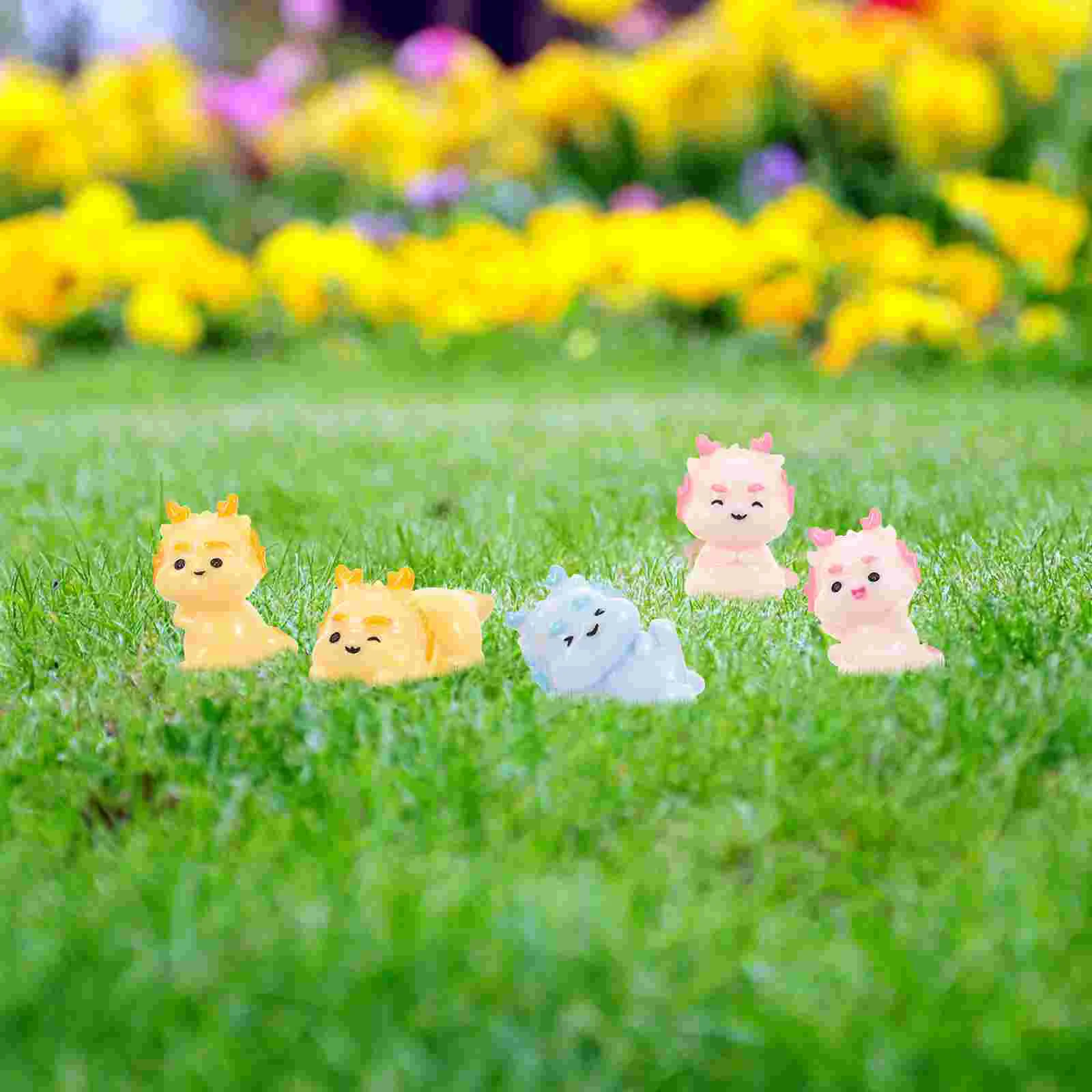 

5 Pcs Luck Dragon New Year Micro Landscape Desktop Decoration Small Ornaments Cartoon Miniatures Figurine