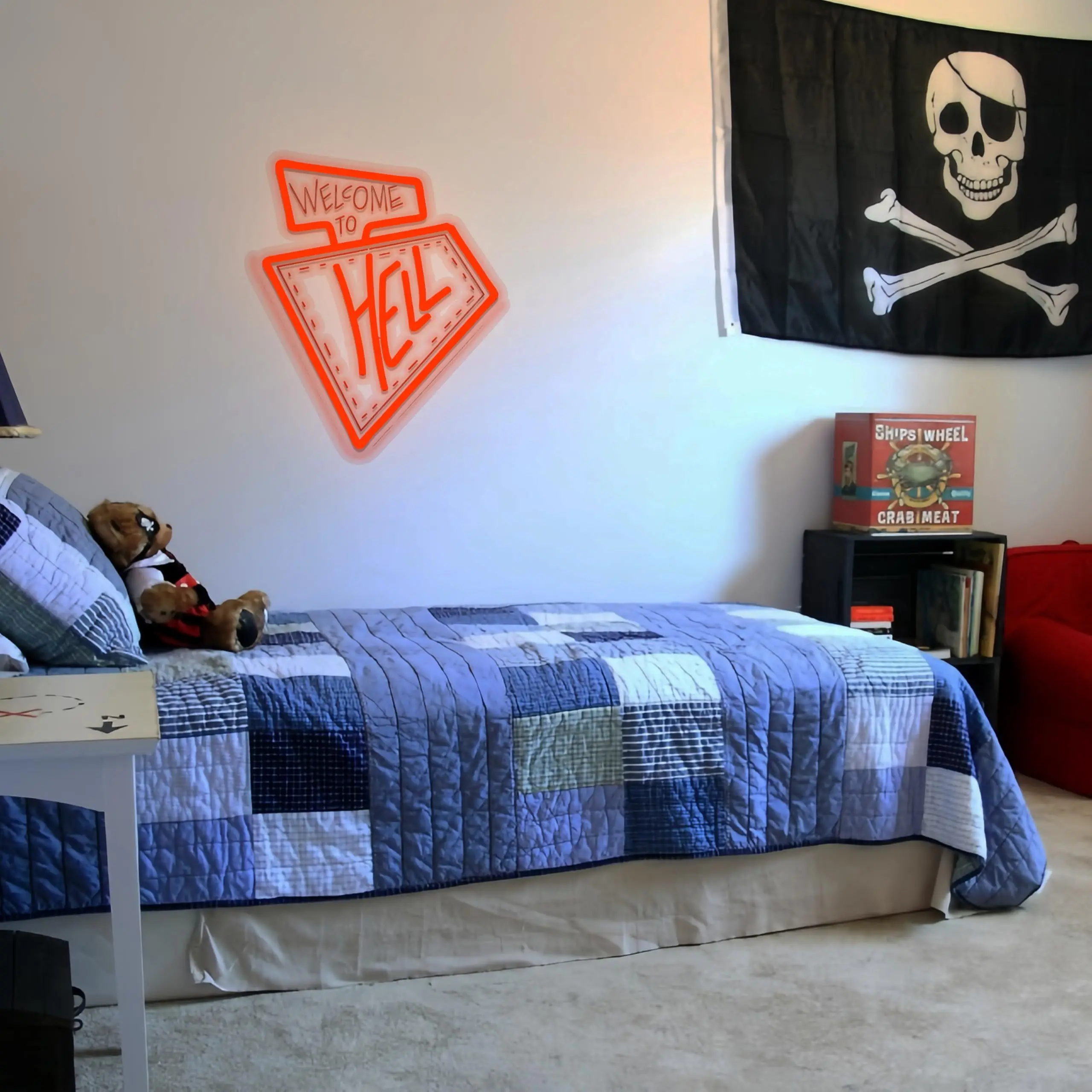 WELCOME TO HELL LED neon, USB powered dimmable LED neon, suitable for game rooms, men's cave, party wall decoration