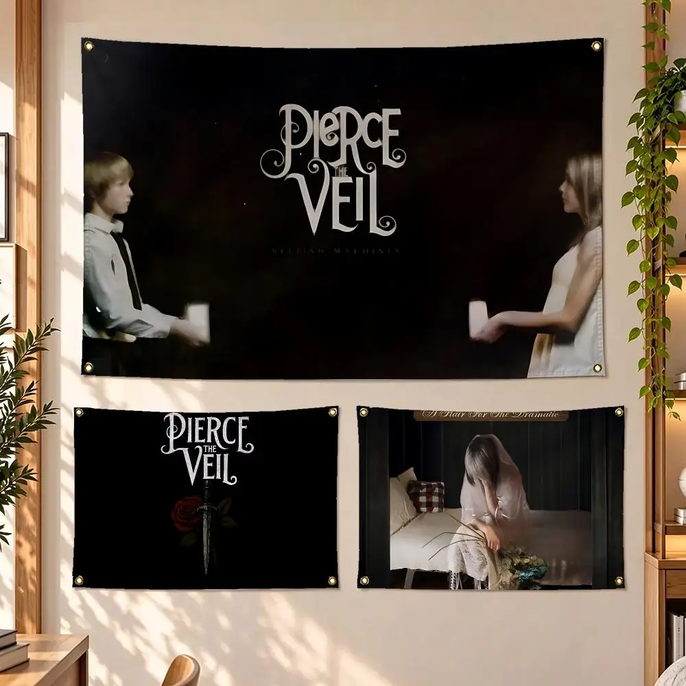 Rock Band Pierce Flags Concert Print Backdrop Banner, Home Bedroom Outdoor Wall Hanging Decor