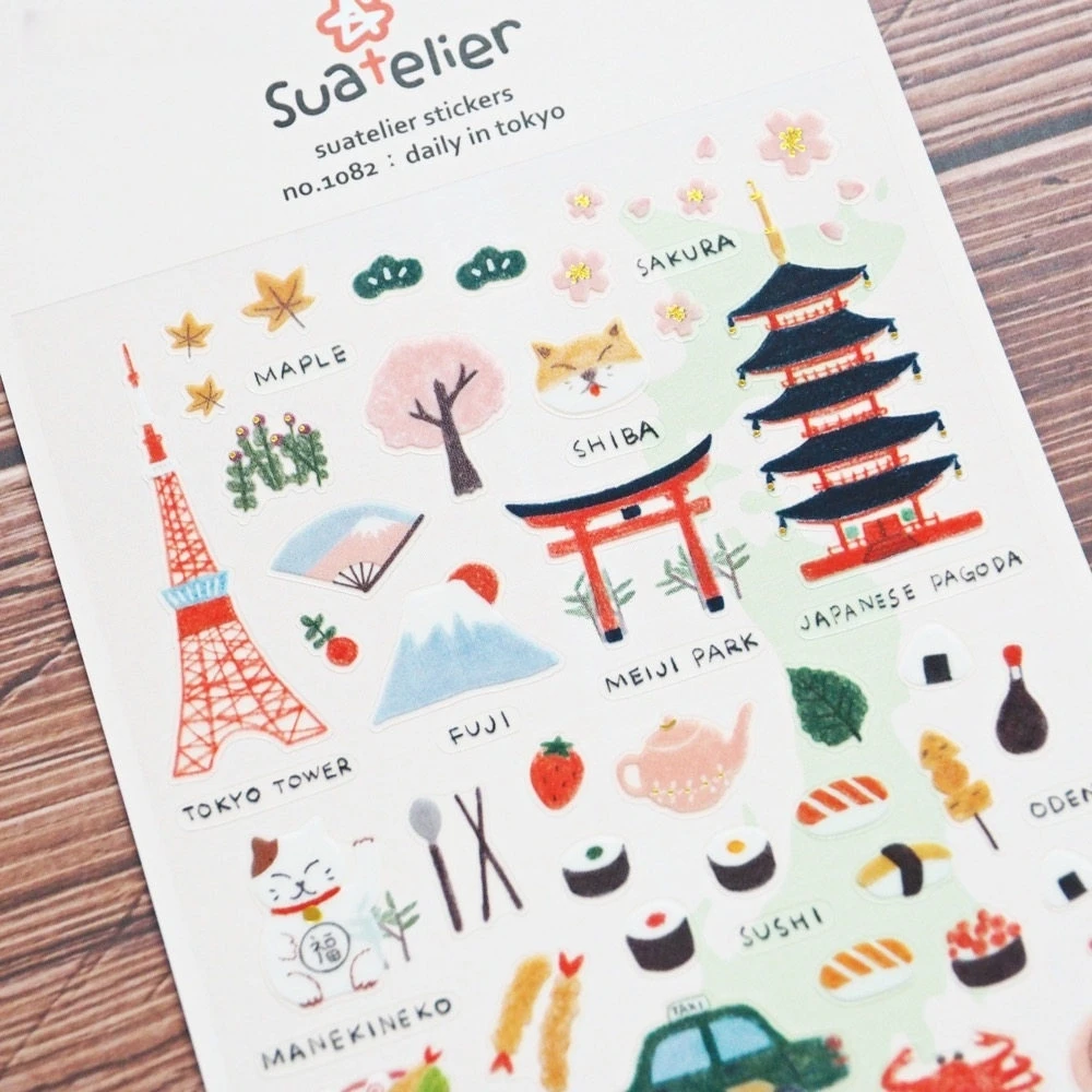 Korean Import Suatelier Daily Travel in Tokyo Stickers Scrapbooking Diy Journal Stationery Sticker Deco School Supplies Gift