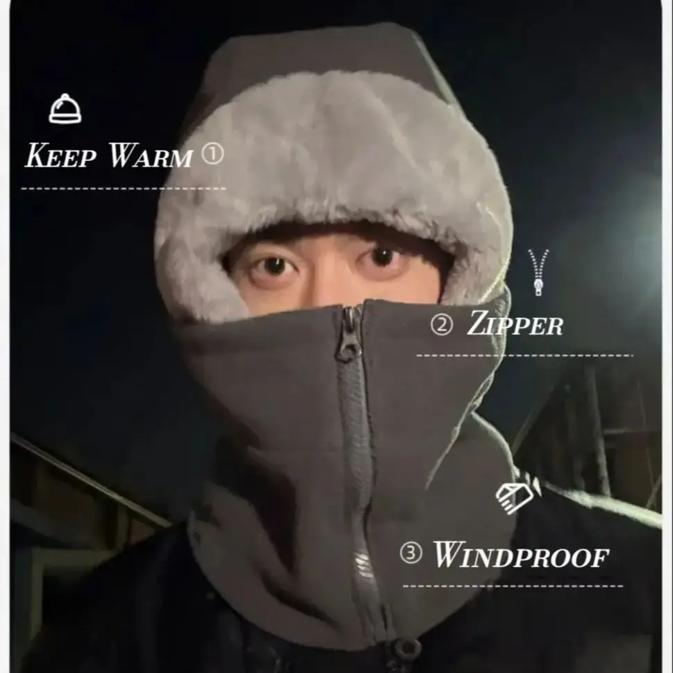 الشتاء في الهواء الطلق الدراجات مقنعين قبعة التزلج يندبروف مقاومة البرد الدافئة الصوف مبطن سميكة الرقبة حامي الصوف قناع الوجه #4