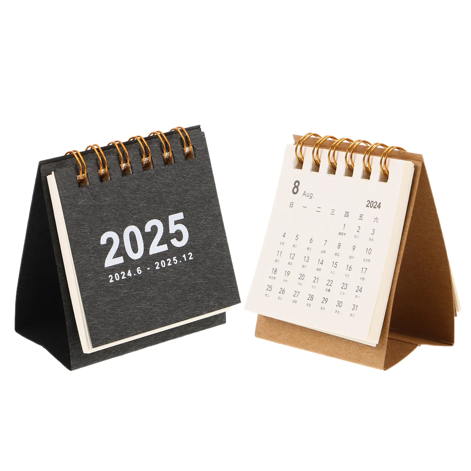 

2Pcs 2025 Mini Desk Calendar Compact Spiral Bound Desktop Planner for Office Home Study Writable Ink-Friendly Daily Weekly