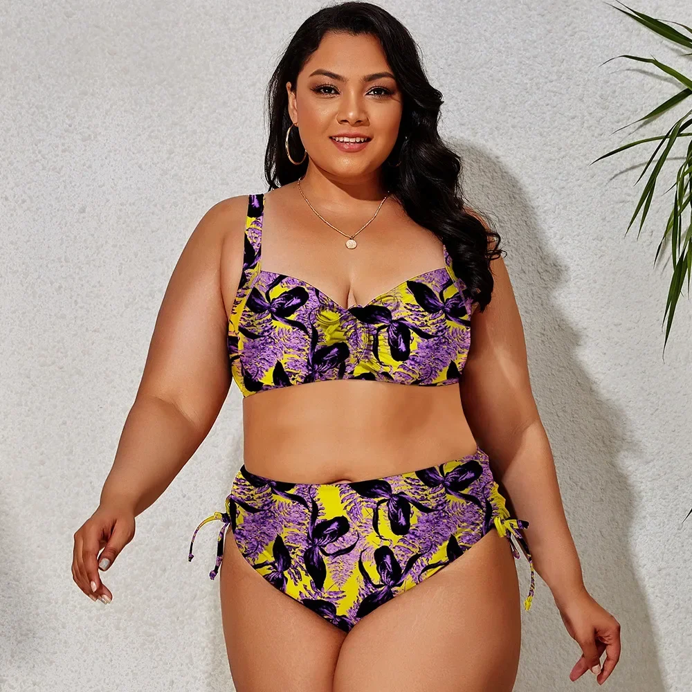 

High Waist Leopard Bikini Set 4XL Plus Size Swimwear for Women Swimsuit Beachwear Bathing Suit Thong Biquini Chubby Mujer Sexy