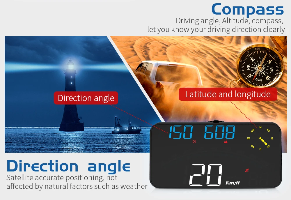HUD G10 Head-up-Display für Auto Universeller Digitaler Geschwindigkeitsmesser GPS-Tachometer MPH KMH Projektion mit Halterung Auto-Innenausstattung – Detail 17