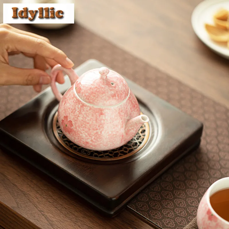 170 مللي إبريق شاي زهر الكرز المرسوم يدويًا وعاء مصفاة الشاي الياباني غلاية نقع الشاي مع ثقب الكرة خدمات الشاي الحرفية #5