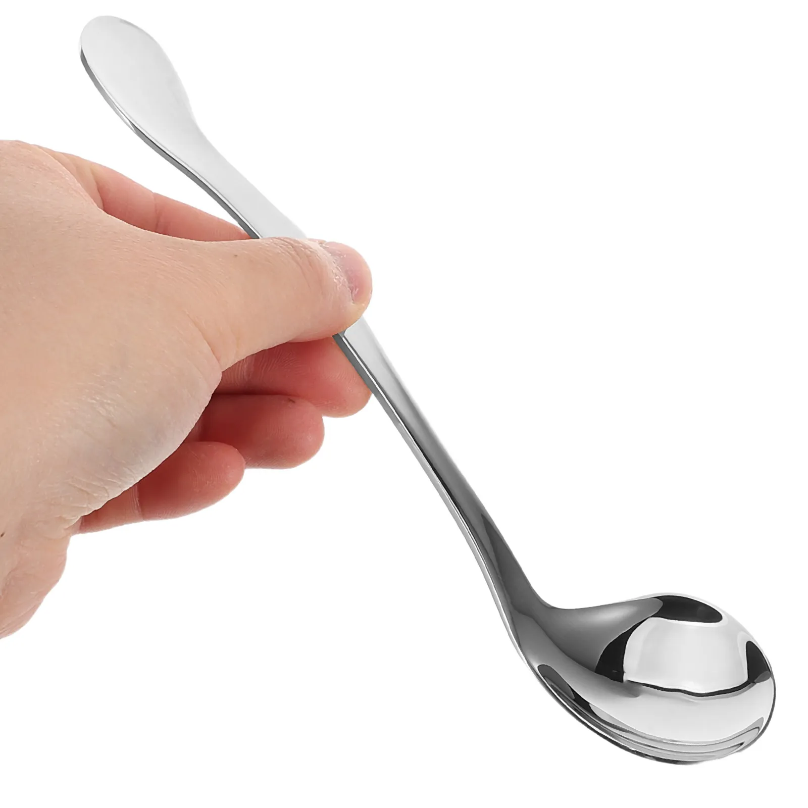 Curved Handle Adaptive Spoon for Elderly Disabled Deep Spoon Head Comfort Grip Wrist Friendly Self Feeding Utensil Arthritic
