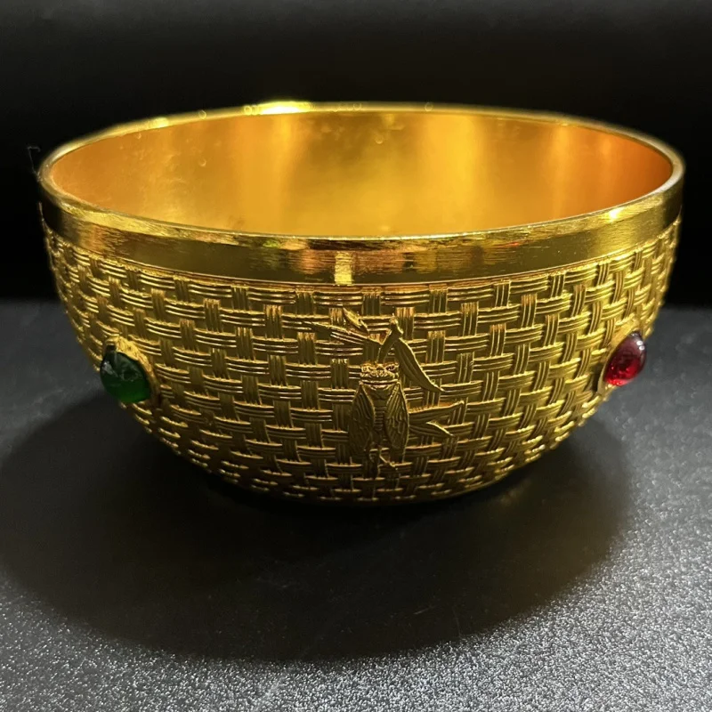 New Model Exquisite Handmade Painted Ascending Gemstone Bowl Two Types of Ornaments Decorative Copper
