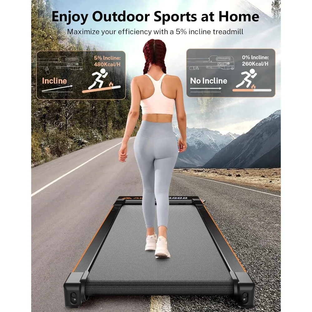 Walking Pad with Incline, 15° Incline Under Desk Treadmill with Remote Control, 2.5HP Walking Pad Treadmill with LED Display