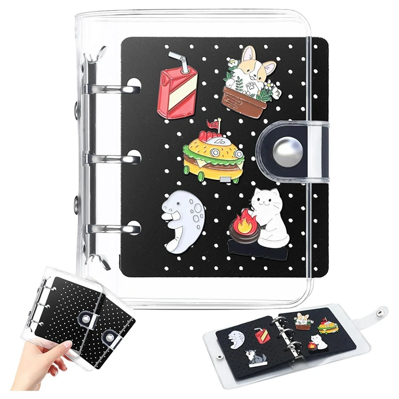 2 Pcs Mini Enamel Pin Display Book Clear Collection Binder Holder Pin Display Boards Storage Organizer Retail