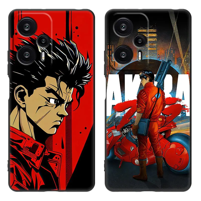 Akira 1988 Film Cartoon Cover Black Phone Case For Xiaomi Mi POCO X6 Pro 5G F5 M6 X5 X4 Pro X3 NFC M5 M4 M3 F2 Pro F4 F3 GT