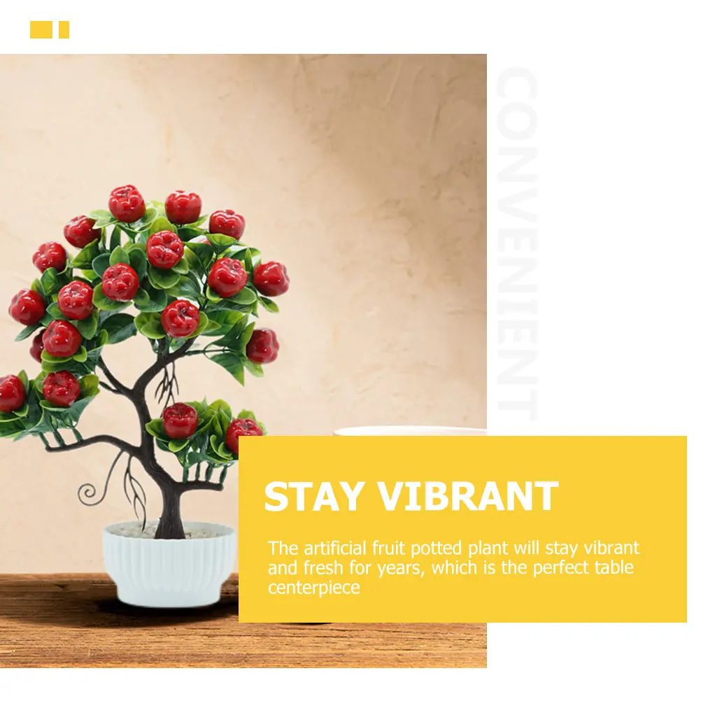 

2 Pcs Simulated Apple Ornaments Tree Office Desk Decor Plant Plants Fake Bonsai