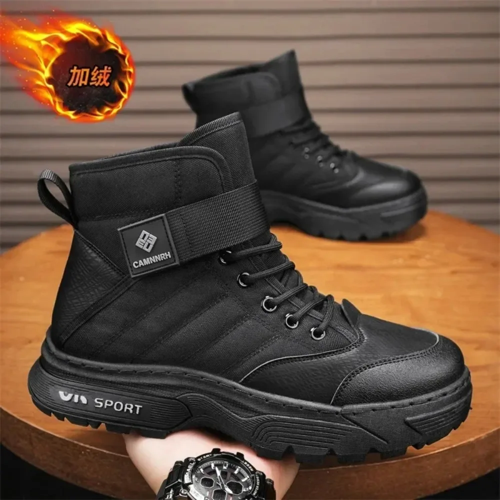 

Men's breathable round toe motorcycle boots casual hiking shoes high top wear-resistant anti-oxidation versatile fashion