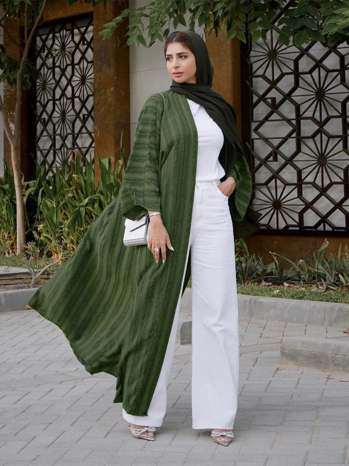 Abaya muçulmana com cinto WY709, vestido muçulmano de manga comprida Dubai, Djellaba Islã, quimono aberto, cores Ramadan, Eid