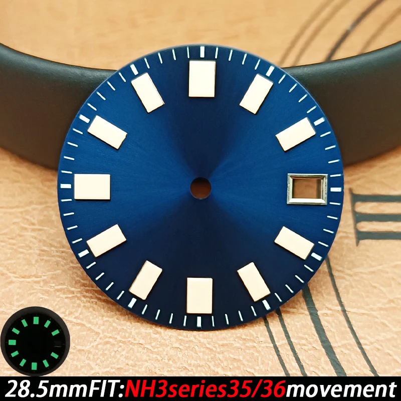 إكسسوارات قرص الساعة قرص مضيء عالي الجودة 28.5 ملم لسلسلة NH3 35/36 قطع غيار ساعة الحركة