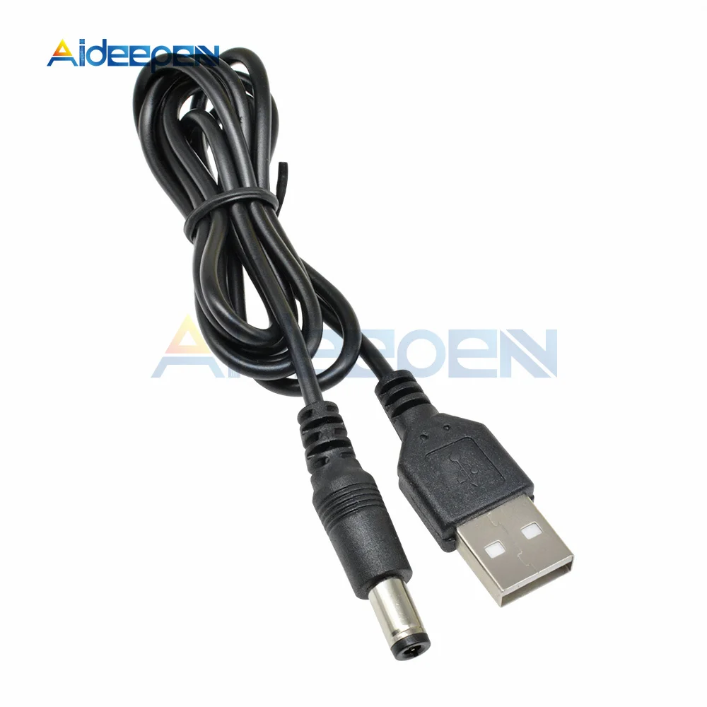 80CM USB Port To 5.5mm x 2.1mm 5.5X2.1 USB to Power Connector Adapter Cable Black For LED / Electronic Goods