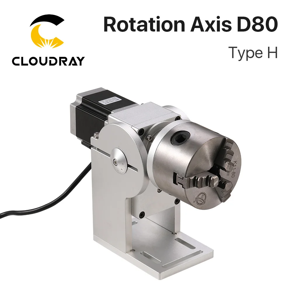 Macchina per marcatura Laser Cloudray asse di rotazione del dispositivo rotante D80 tipo H attacco rotante a tre mandrini per macchina per marcatura
