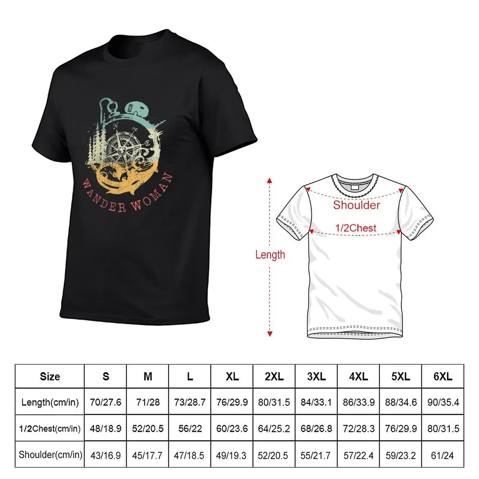 Wander woman compass camping shirt T-Shirt affliction shirts quick-drying shirts graphic tee t shirt men 100℅ cotton