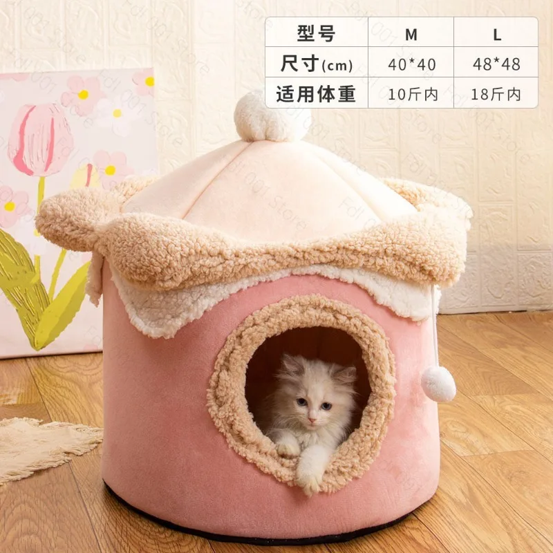 Cat nest cute house all seasons cat villa cat escape house winter warm closed kennel pet bed