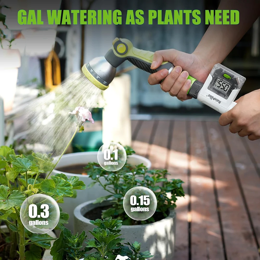Smart Wifi Water Flow Meter Gauge 3/4" Outdoor Garden Faucet Hose Digital LCD Watering Irrigation Consumption History Monitor