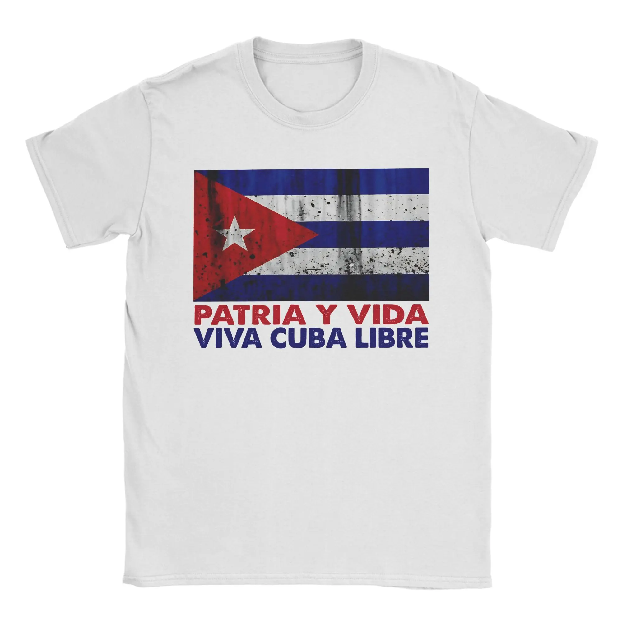 Print PATRIA Y VIDA   VIVA CUBA LIBRE trendy  T-Shirt For Men Women Crewneck Short Sleeve Tops Shirts  Cotton Summer Top Tee