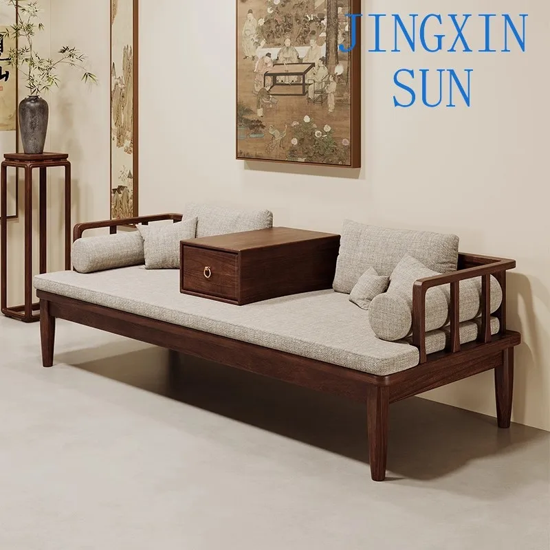 Walnut Arhat bed is simple winter and summer dual-purpose living room new Chinese home sitting and sleeping sofa sofa