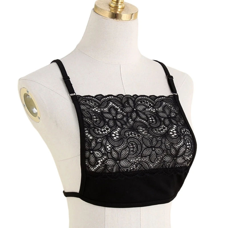 Pizzo invisibile finta canotta reggiseno avvolto sul petto sovrapposizione pannello modestia gilet donna scollatura copertura