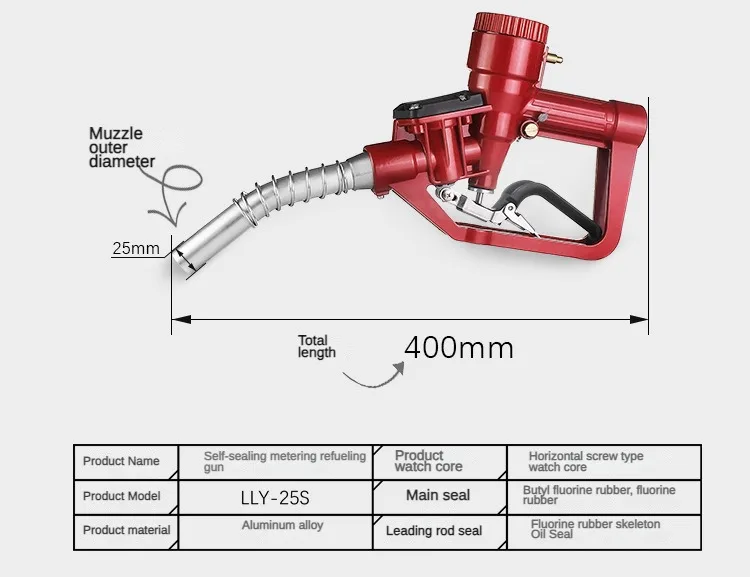 LLY-25S Mechanical refueling gun 1 inch metering oil gun Self-sealing jumping metering gun Diesel metering