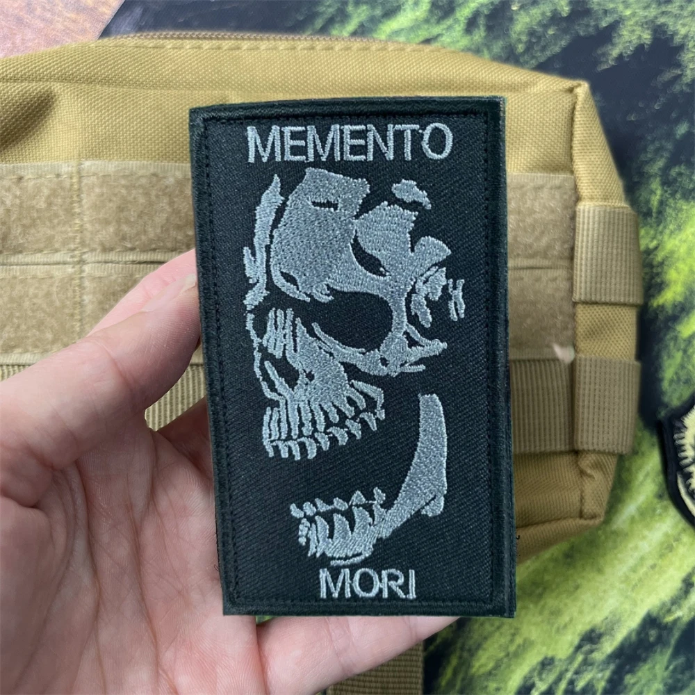 MEMENTO MORI Morale Badge Patch Skull Printed Patches Tactical Backpack Hook and Loop Stickers