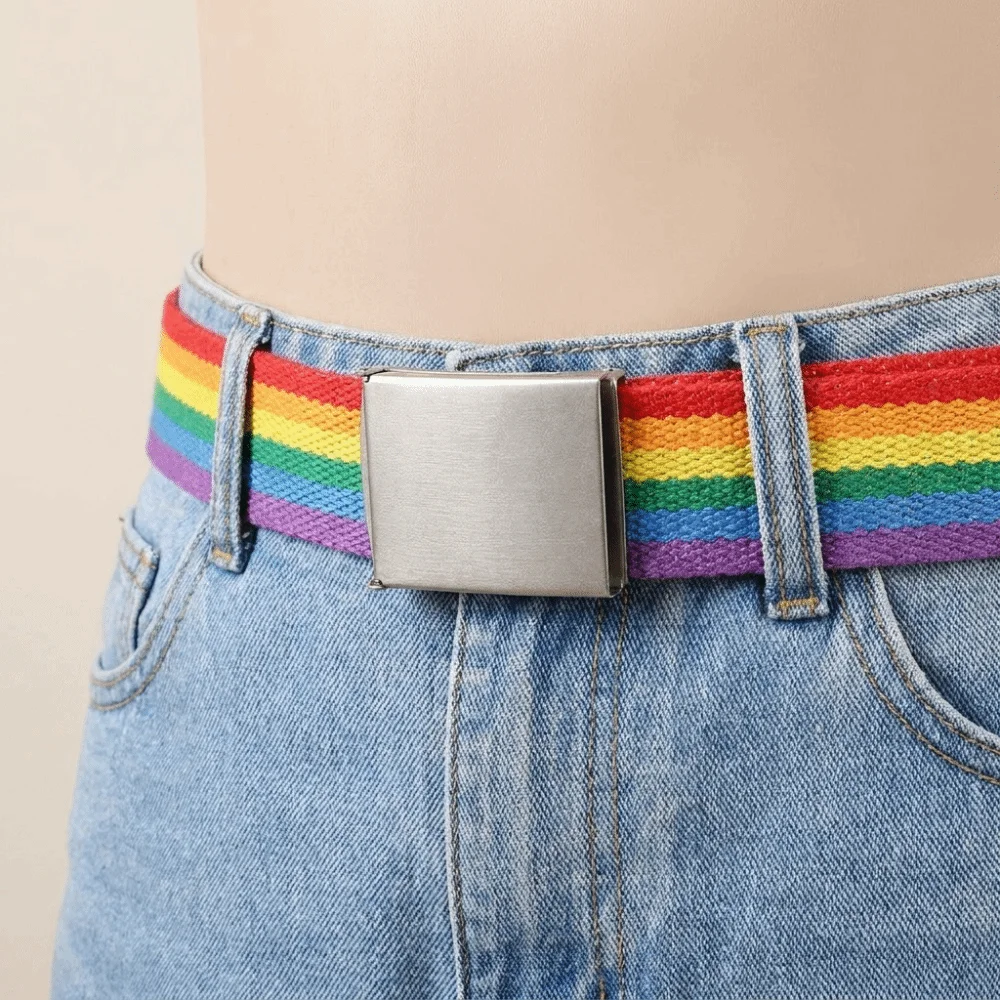 Fashion Metal Buckle Canvas Waist Belt Adjustable Stripe Men's Business Belt Jeans Accessories Multifunctional Nylon Belt Pants