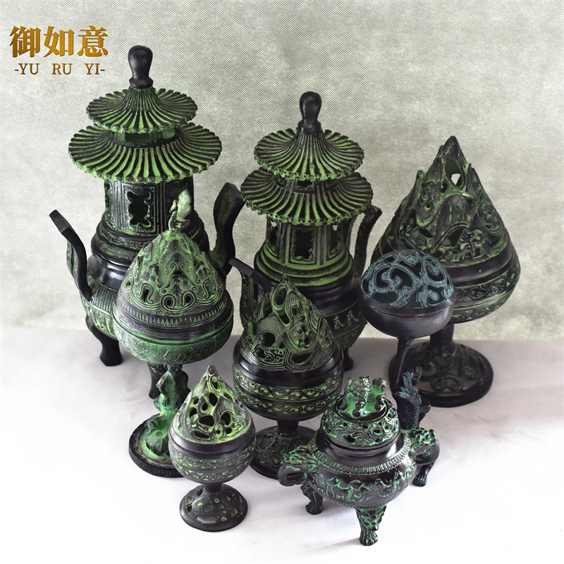 Bronzes Hill censer of Han Dynasty Phoenix bird, turtle crane smoking furnace Film props of Han Dynasty Classical crafts furnace