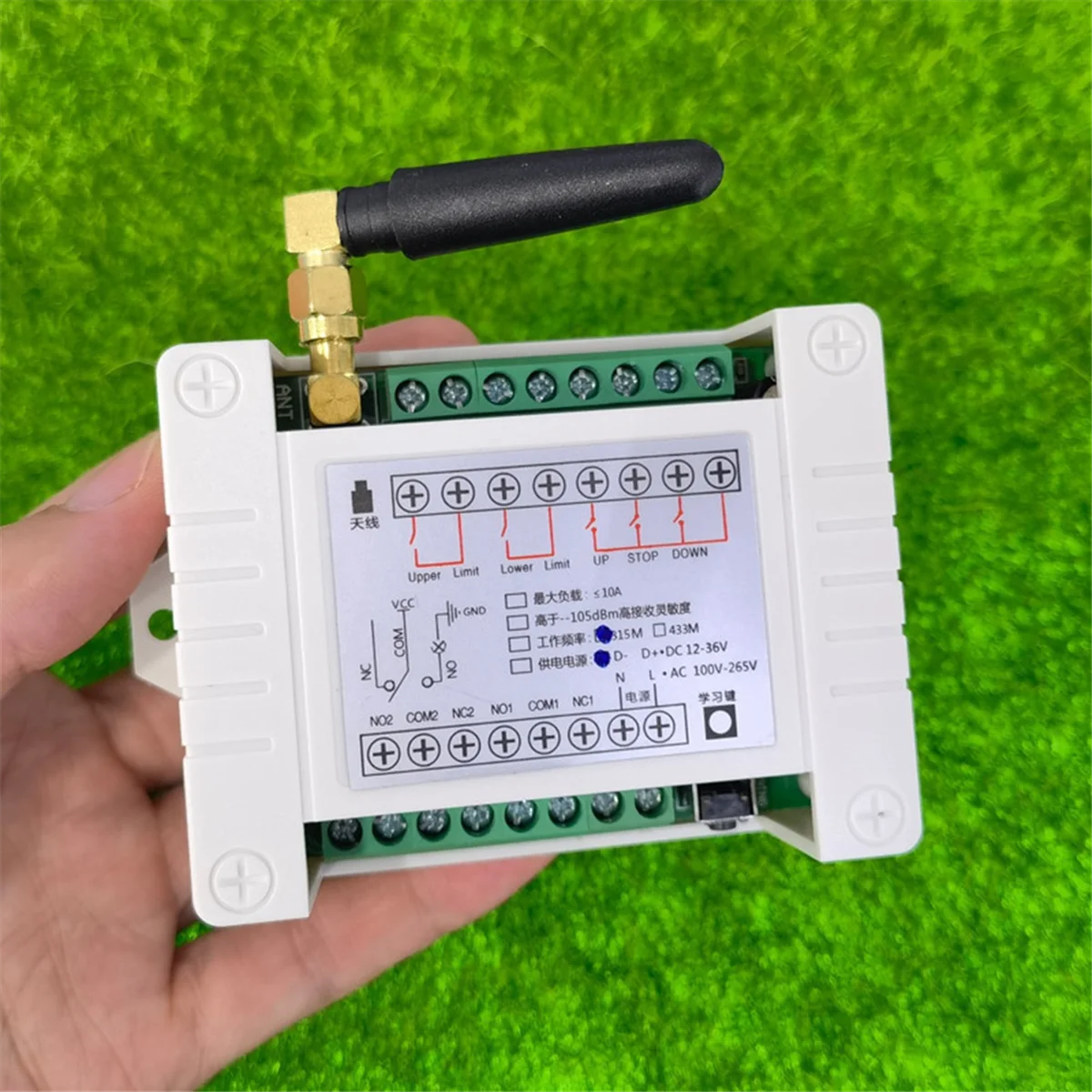 ABNJ 433MHz Industrial Wireless Remote Control Switch, DC 12V/24V/36V, 2CH Receiver