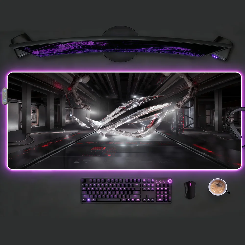 Asus R-Rog Black Mouse Pad RGB LED Non-slip Desk Mat Rubber Gaming Accessories Large XXL Computer Office Keyboard Carpet