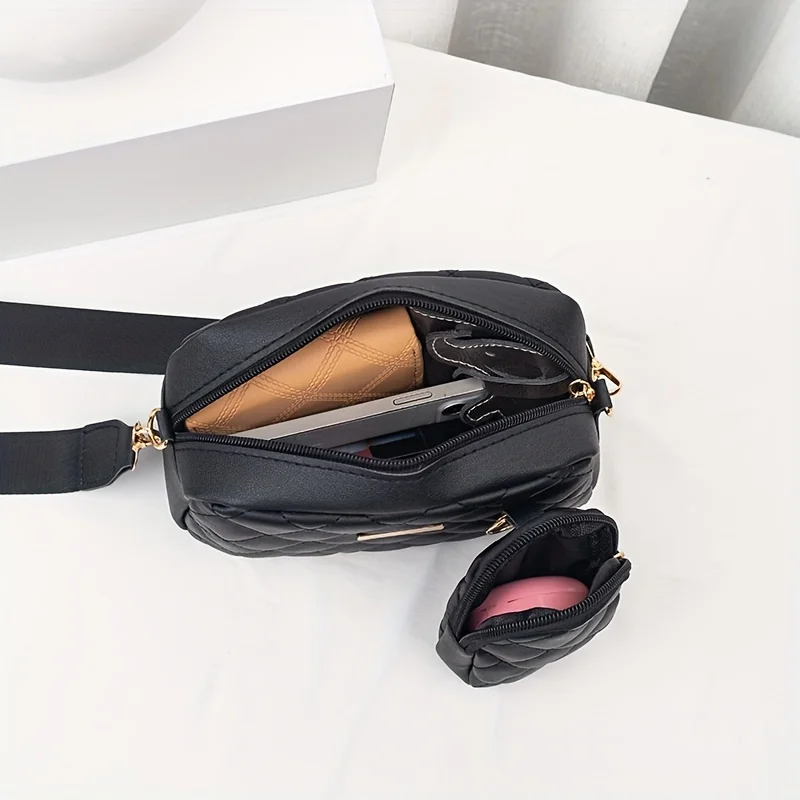 Damenmode Lingge geste ppte Single Shoulder Slant Cross Mutter Tasche Handy tasche Brieftasche – Detail 7