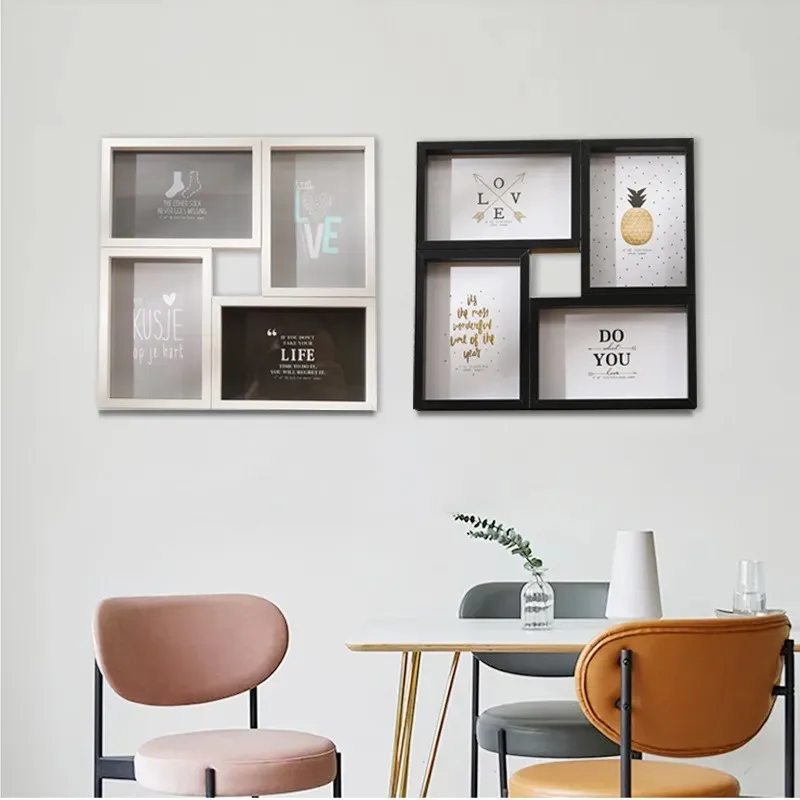 Creative 6 Inch Photo Frame Stand For Photo Wooden Combination Photo Frame 4 Grid Nordic Connected Wall Hanging Photo FrameZI384
