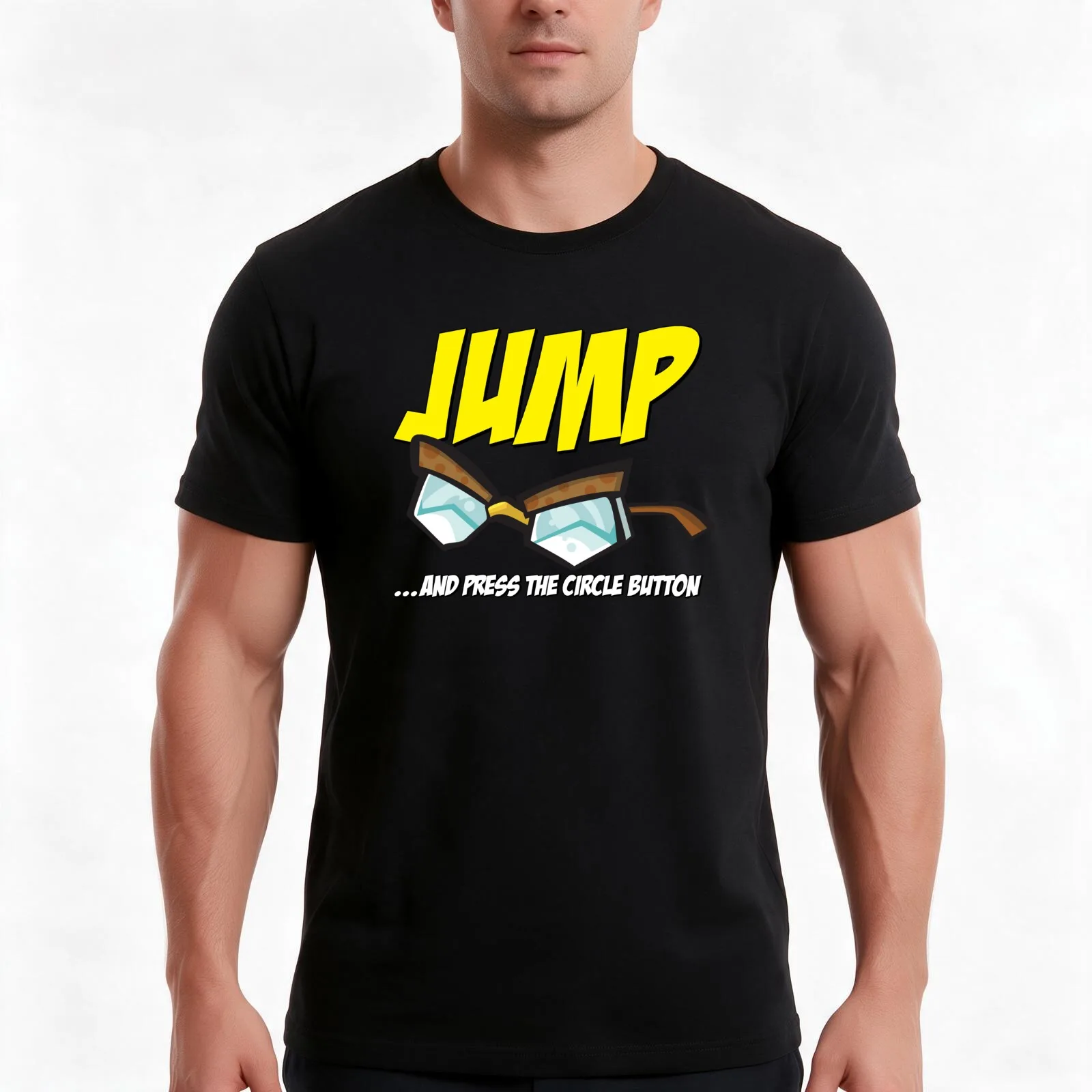 Jump... T-Shirt, Summer Casual Cotton Tee, Oversized Streetwear Tops, Vintage Graphic Print, Loose Fit Short Sleeve, 100% Cotton