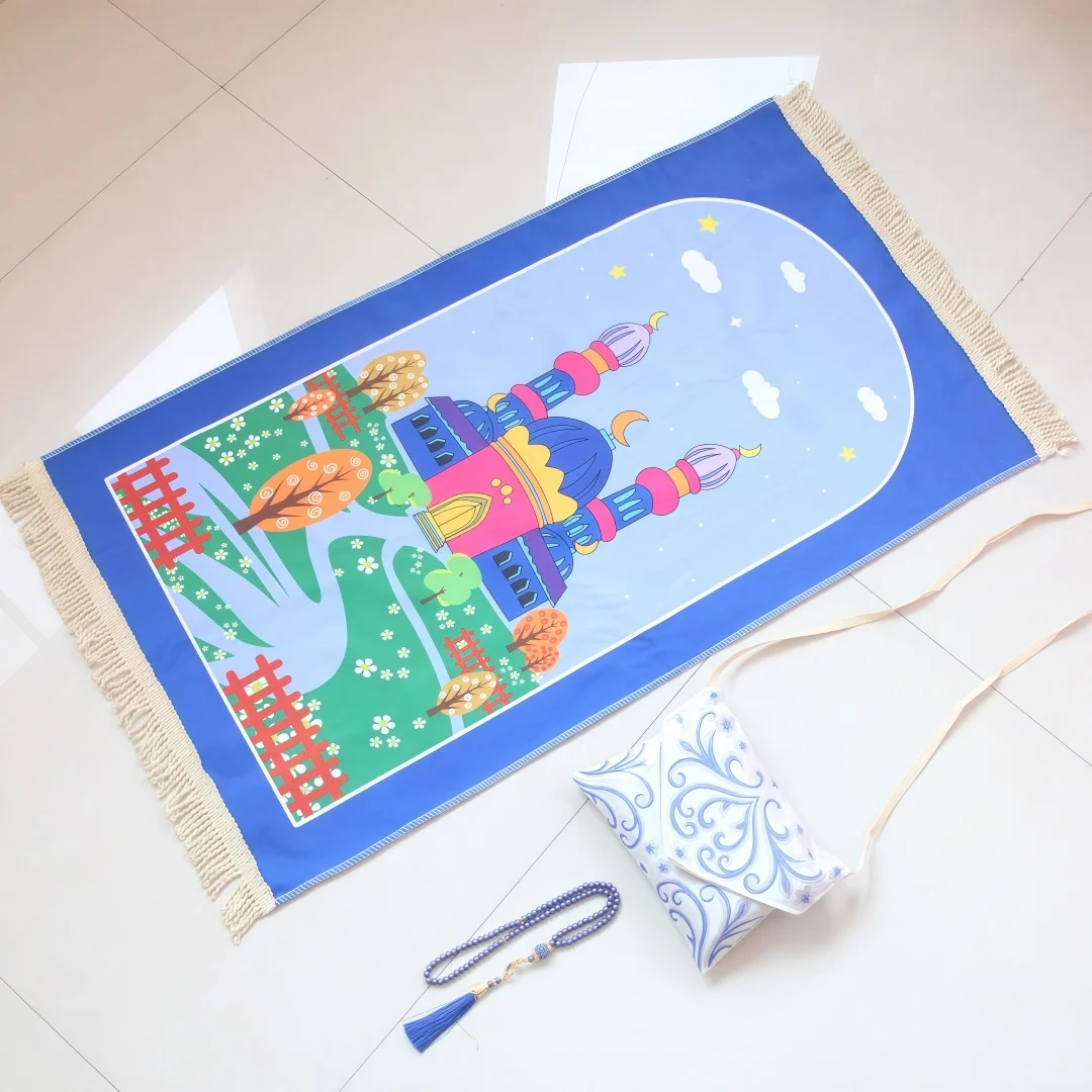 Kids' cute velvet crossbody bag blanket with beads, portable hand-carry crossbody-style small blanket for children's home use