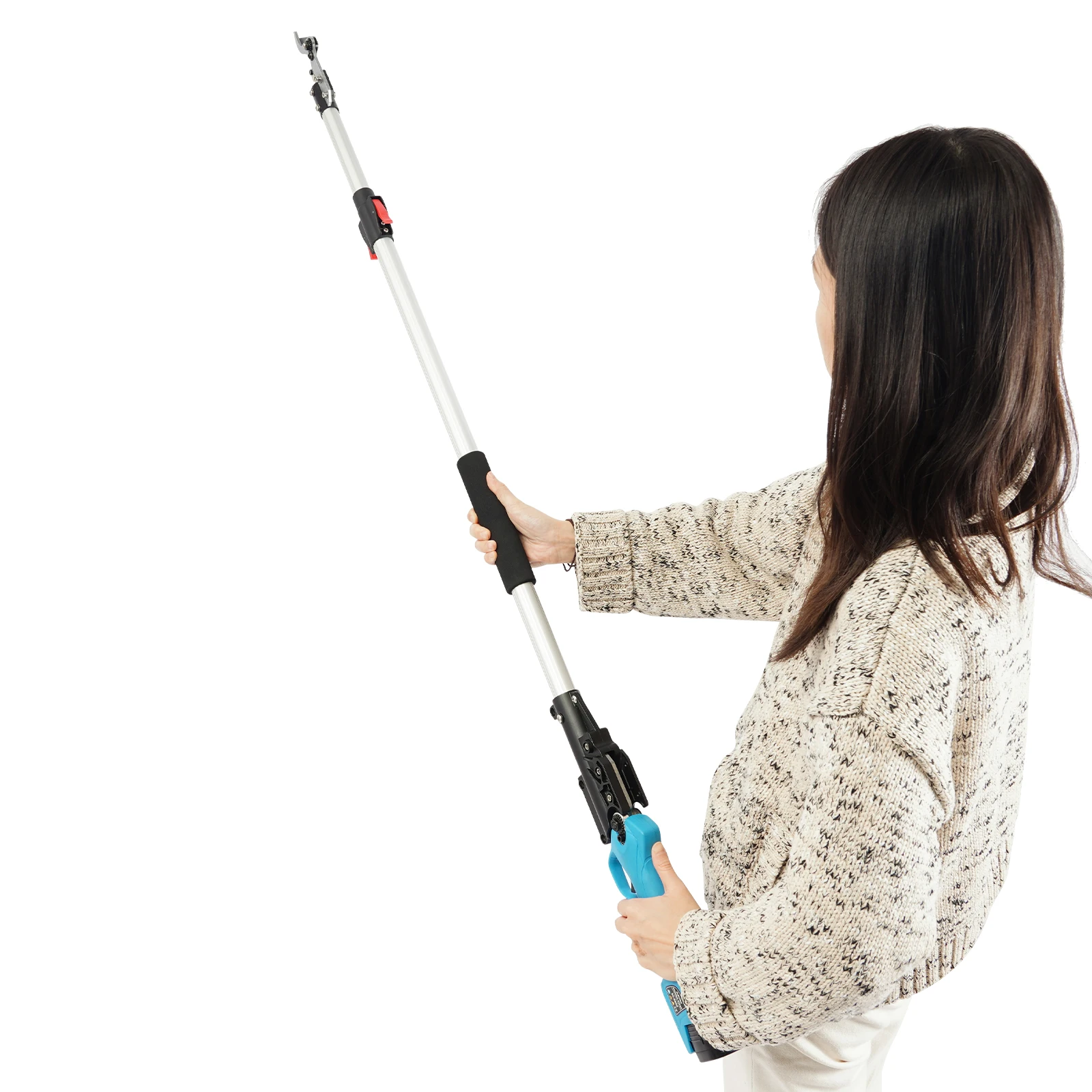 

500W Cordless Electric High Branch Pruning Shears Set Retractable Pole Brushless Tree Branch Cutting Machine 2 Lithium Batteries