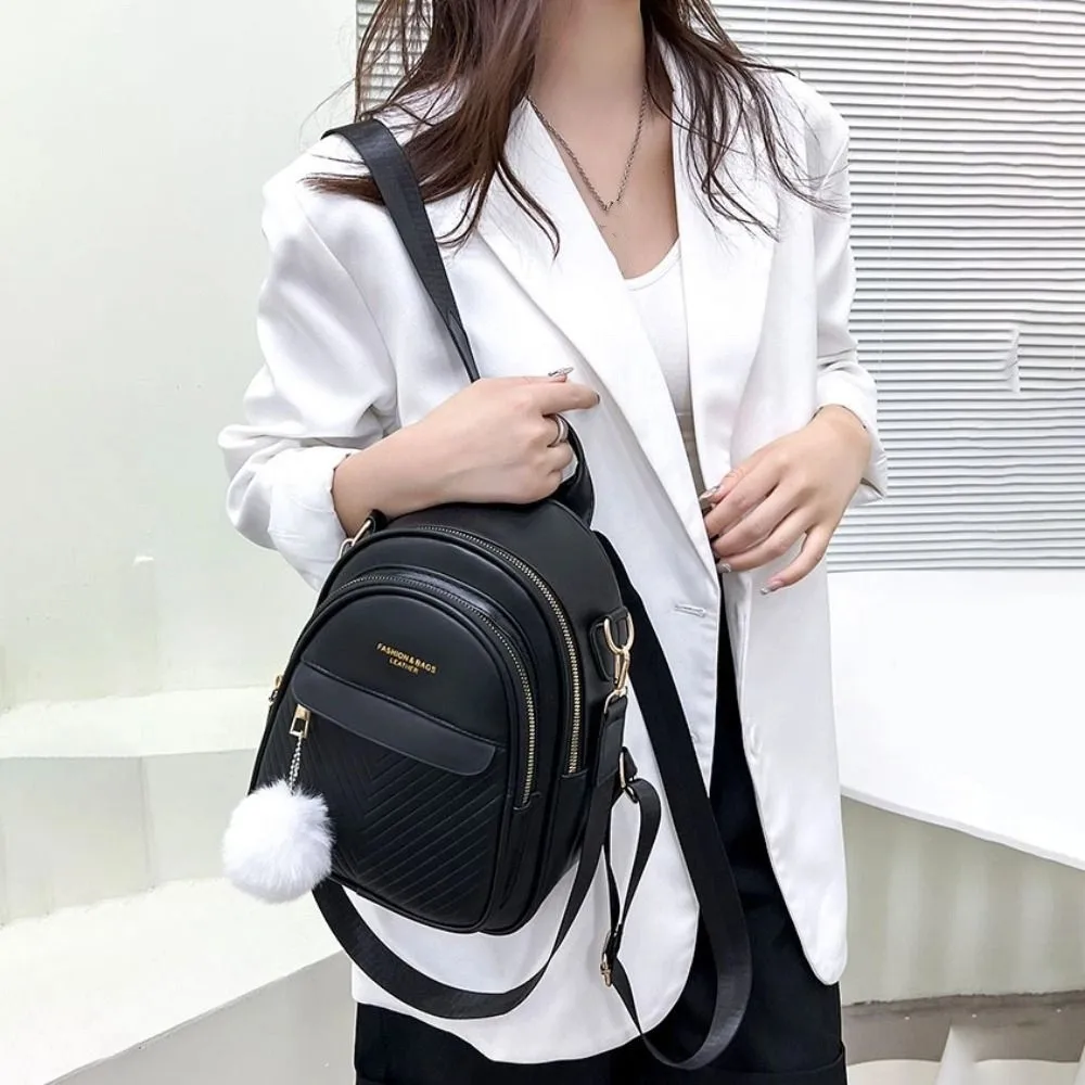 PU Leather Small Square Backpack Simple Large Capacity PU Casual Schoolbags Light Luxury Ins Mini Bags Women College Students