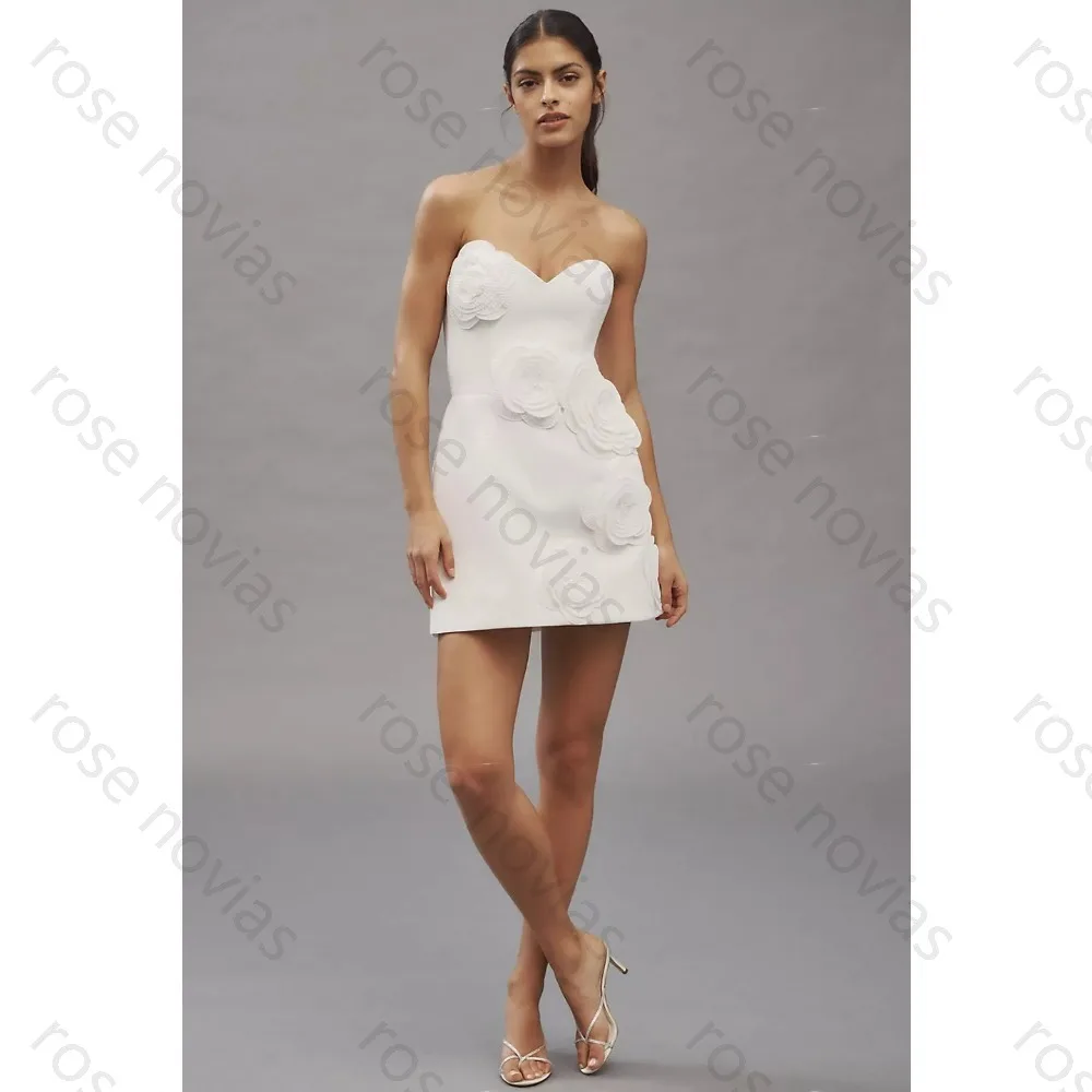 Customized White High Quality Wedding Dresses Sweetheart for Knee-Length A-Line 3D Flowers for Formal Evening Vestidos De Fiesta