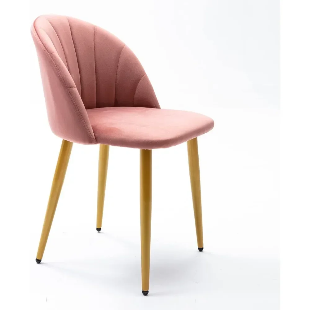 Chaises de Salle à Manger en Velours Rose, avec Pieds en Métal, Latéral, pour Salon, Cuisine, Vanité