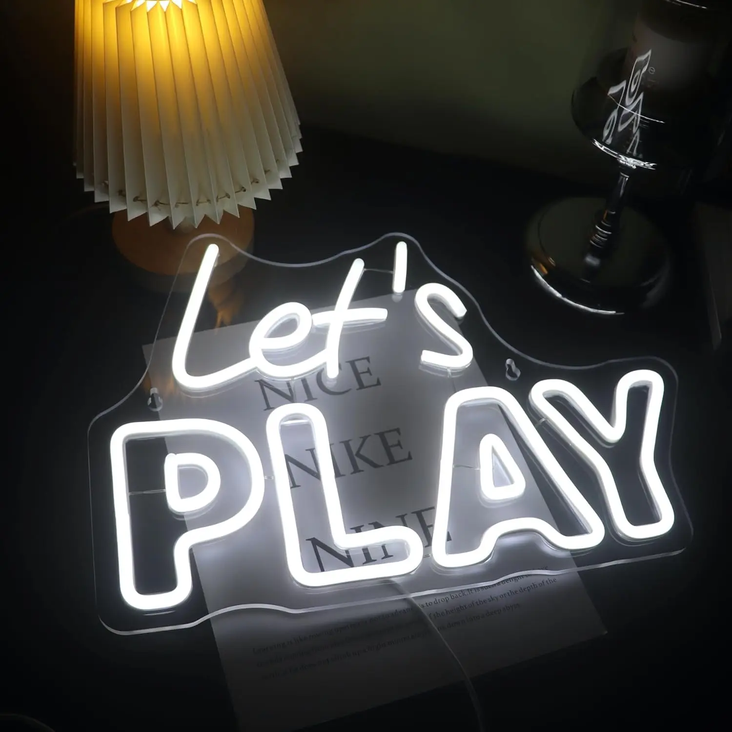 

Let's Play Neon Sign USB Dimmable LED Light Up Sign for Home Play Room Game Room Hotal Beer Pub Bar Party Wall Art Decor Gift
