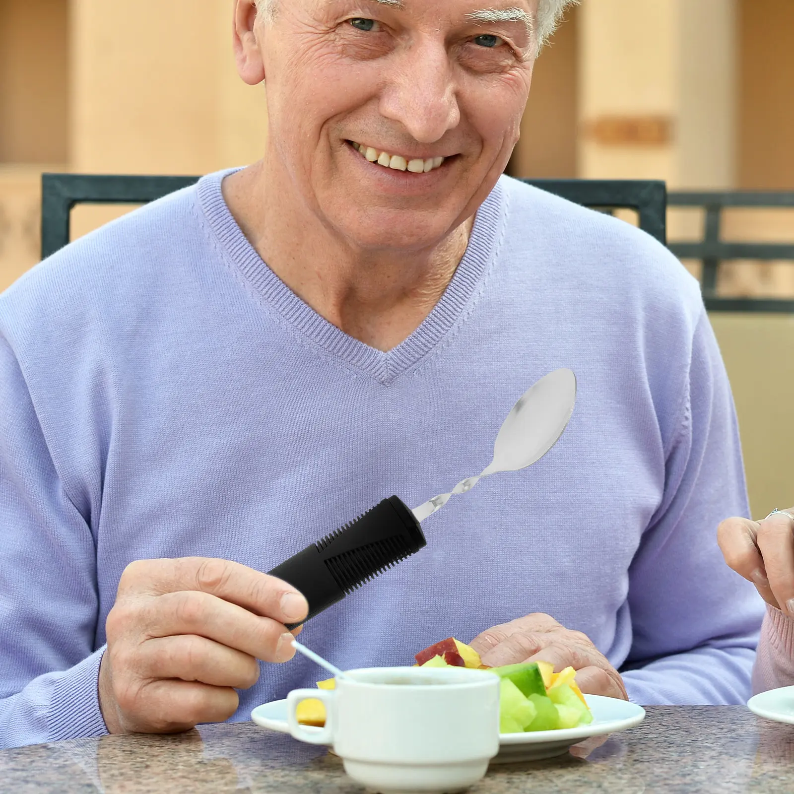 

Anti-Tremor Bendable Stainless Steel Spoon Non-Slip Rubberized Handle Adaptive Utensil for Arthritic Hands Elderly Adults