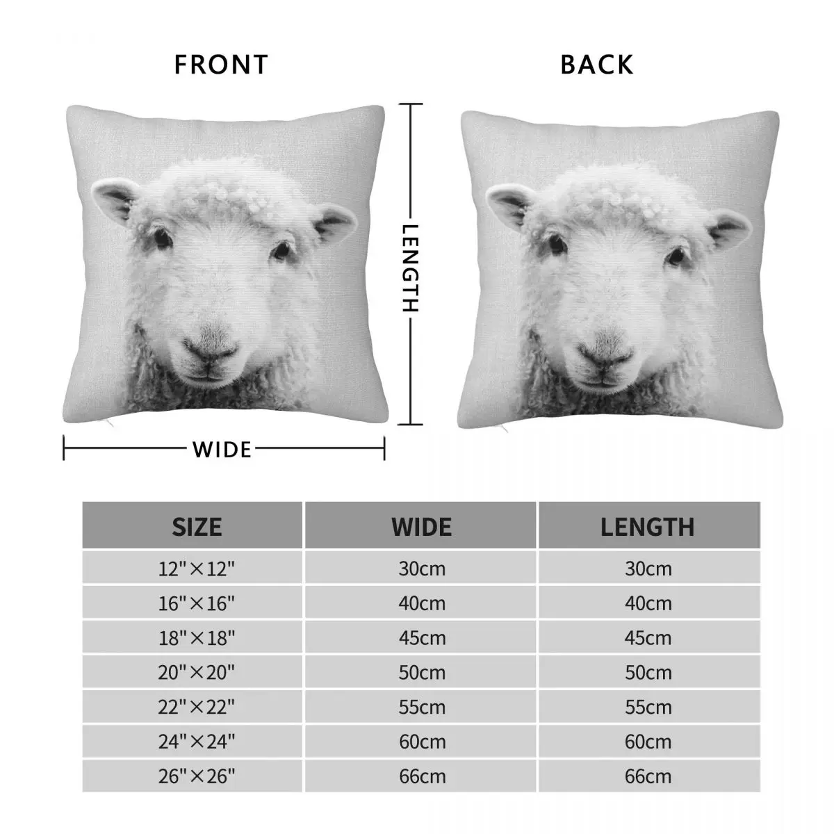 Sheep Black & White Square Pillowcase Polyester Linen Velvet Printed Zip Decorative Pillow Case Home Cushion Cover 45x45