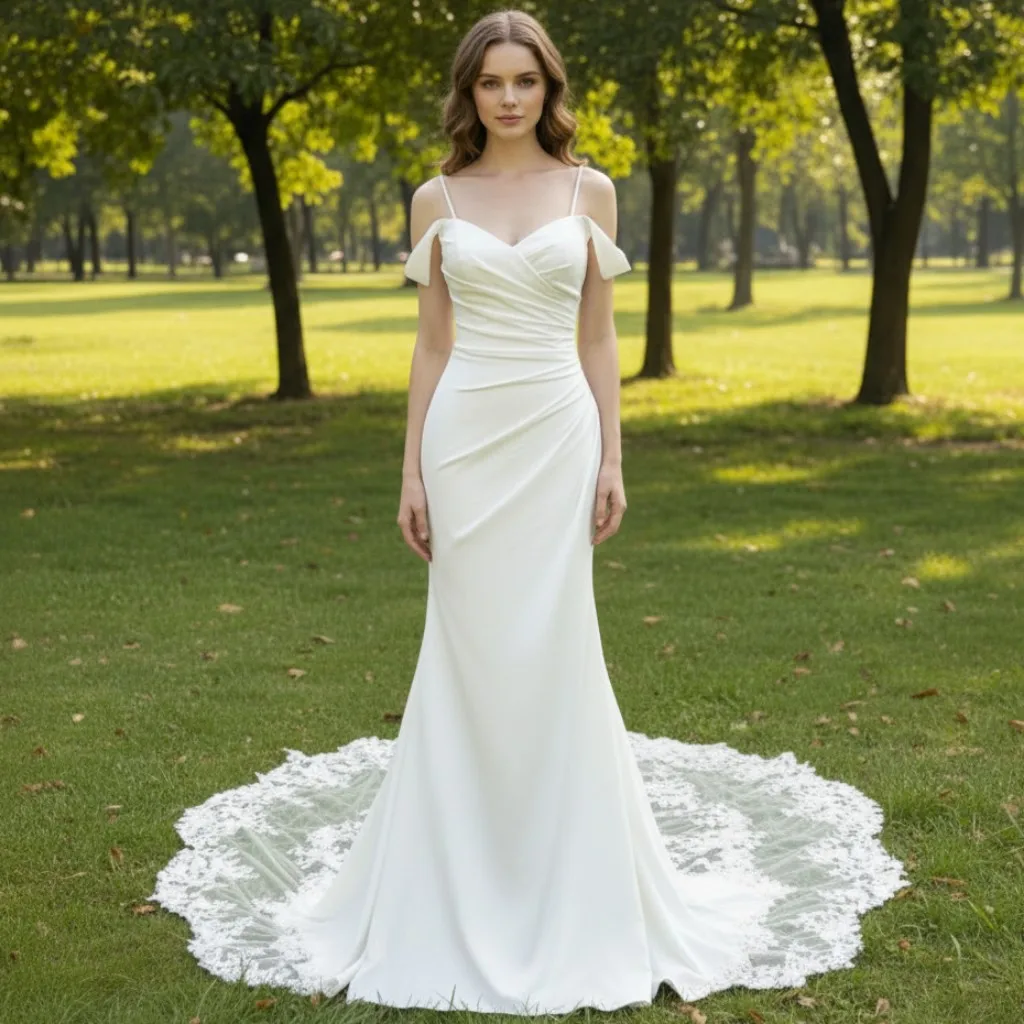 

Rosymae свадебное платье русалки с открытыми плечами, доступное платье на тонких бретельках для невесты, платье novia