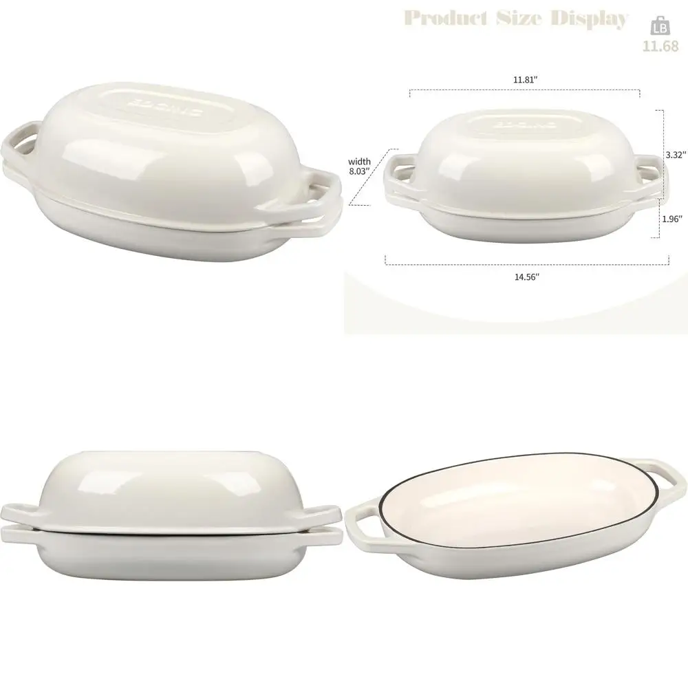 

Овальная эмалированная чугунная голландская духовка, 5 литров, белая, идеально подходит для выпечки хлеба на закваске, противень для хлеба с крышкой, идеально подходит для выпечки и R