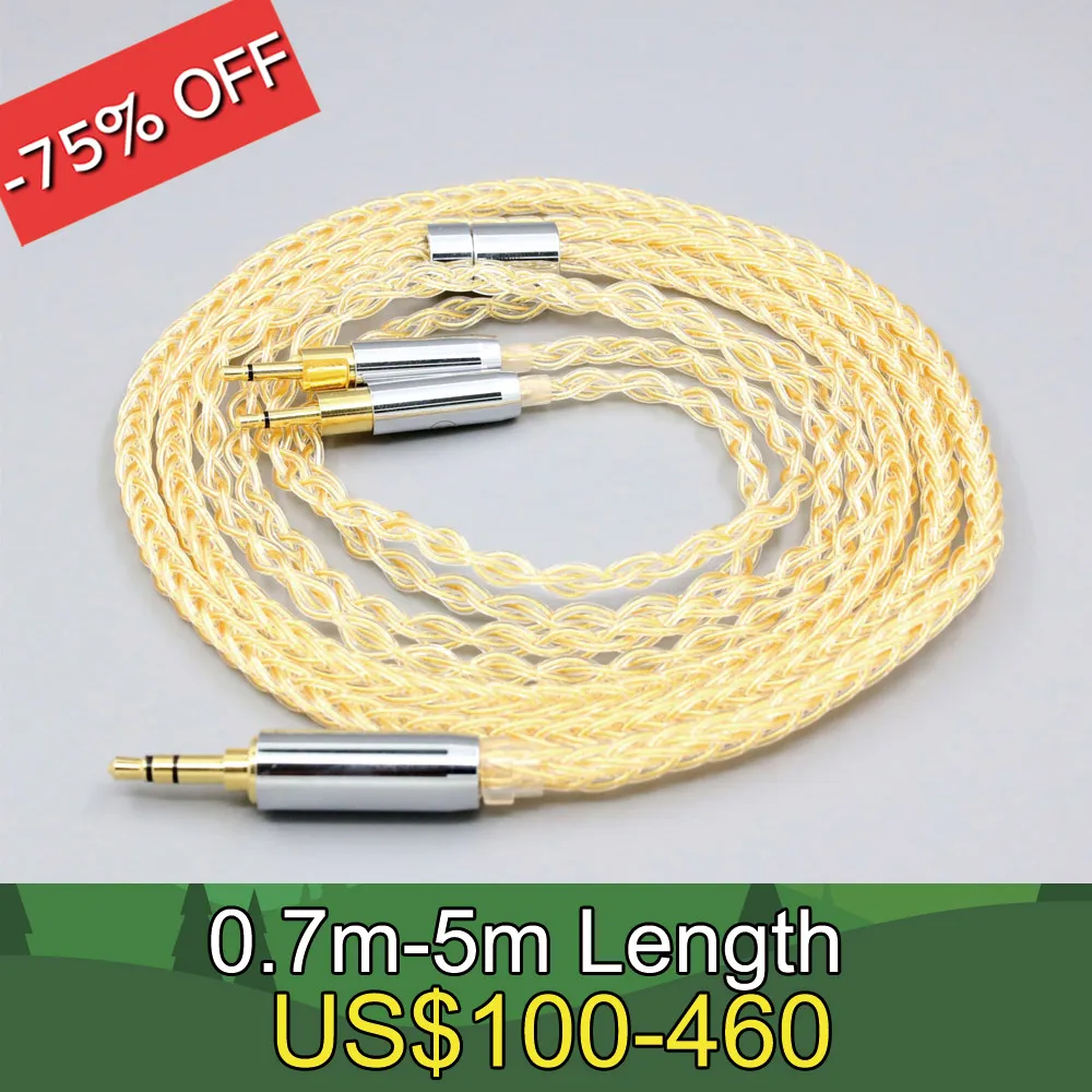 

8 Core 99% 7n Pure Silver 24k Gold Plated Earphone Cable For Sennheiser HD700 Headphone Dual 2.5mm pin LN008424