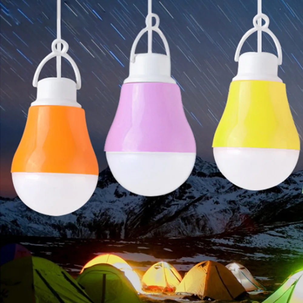 USB portátil LED Bulb para acampamento ao ar livre, Luzes do livro, Luz de leitura interior, Iluminação exterior do acampamento, 5W