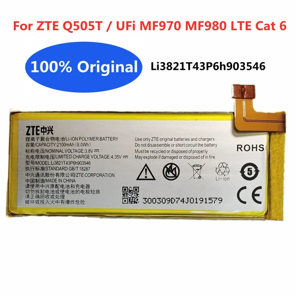 

Аккумулятор Li3821T43P6h903546 2100 мАч, батарея для телефона ZTE UFi MF970 MF980 LTE Cat 6 Q505T, батареи + инструменты, оригинал